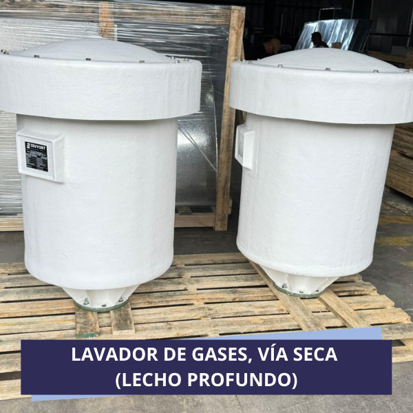 lavador de gases, vía seca (lecho profundo)