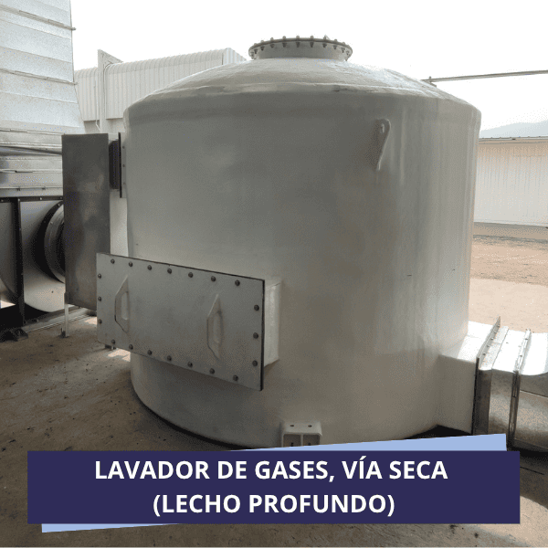 lavador de gases, vía seca (lecho profundo)